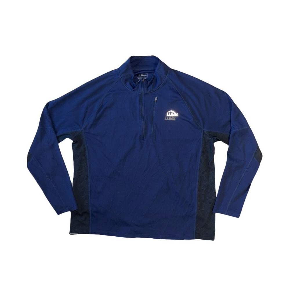 L.L.BEAN Ridge Runner Pullover Mens XL Blue Performance 1/4 Zip Stretch 300501‎